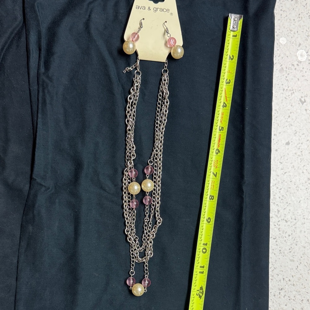 Ava & Grace Silver Necklace with Pink and silver with pearl Accents
